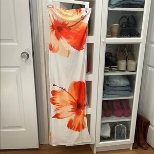 Floral Orange and White Storage Organizer